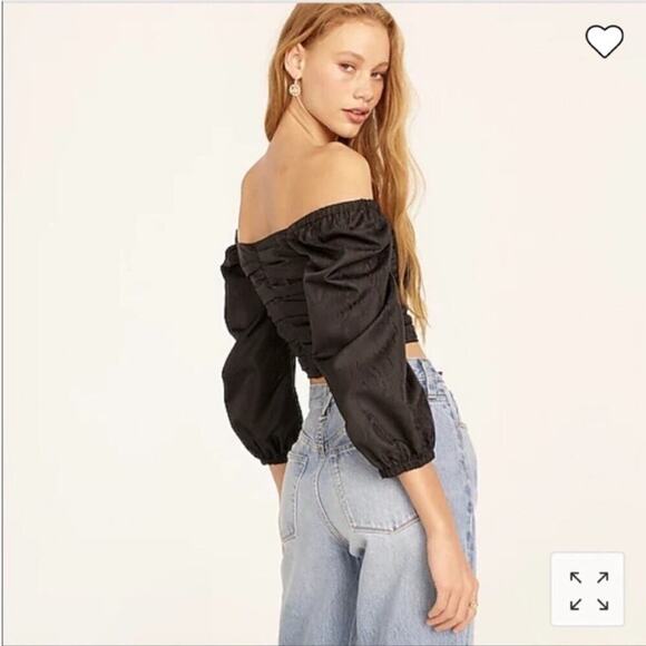 NEW J. Crew Ruched Crop Top Sz 2 Black - Picture 3 of 9